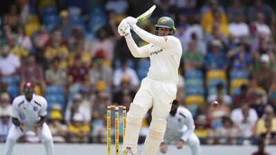 Usman Khawaja at the crease during a Test match