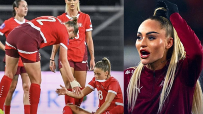 Alisha Lehmann looks dejected after Switzerland's defeat.