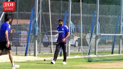 Jasprit Bumrah practices at the nets