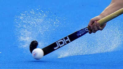 Action shot from a hockey match.
