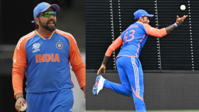 Rohit Sharma watching Suryakumar Yadav's crucial catch.