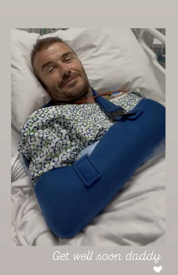 David Beckham in hospital gown