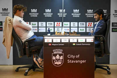 Magnus Carlsen and D. Gukesh at Norway Chess 2025