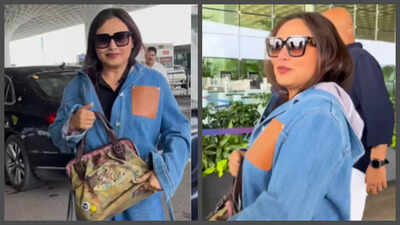 Rani Mukerji's luxurious handbag steals the show at the airport.