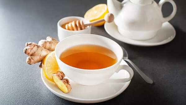 Steaming cup of ginger tea